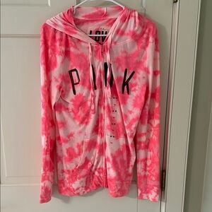 PINK Victoria's Secret Pink and Black Tie-Dye Hoodie